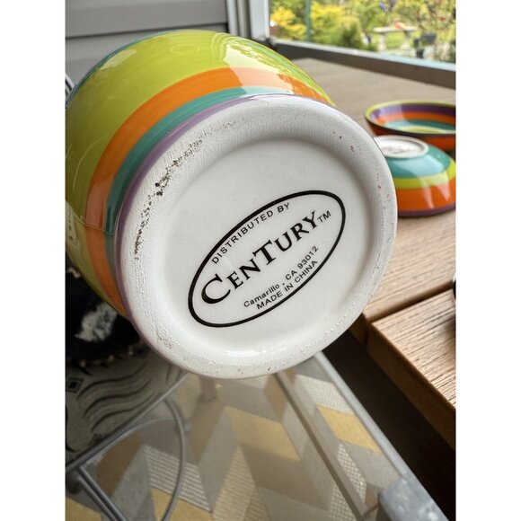 Century Olive Oil Bottle With 4 Dipping Bowls Striped - Picture 7 of 7